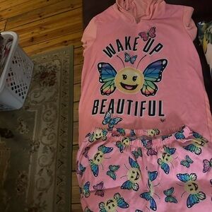 Justice Pink Butterfly Pajama Set